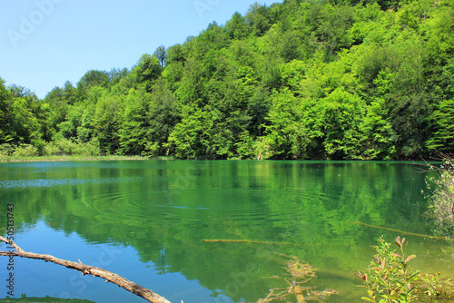 Beautiful blue lake high in the mountains. Ambil.