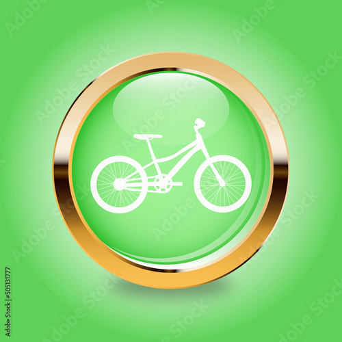 bicycle icon on square internet button