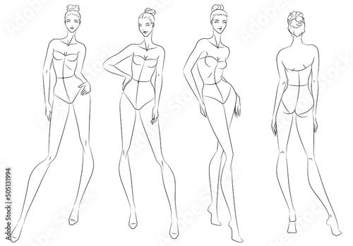 Canvastavla Fashion figure ten heads design template croquis wearing bodice