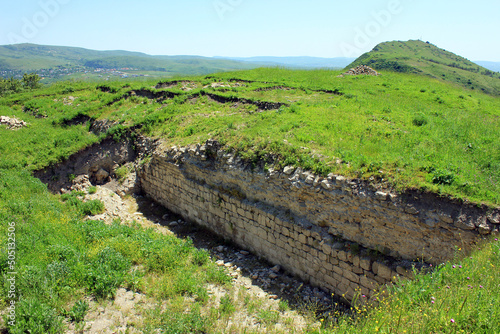 The ruins of the old fortress Gulistan on the mountain. photo