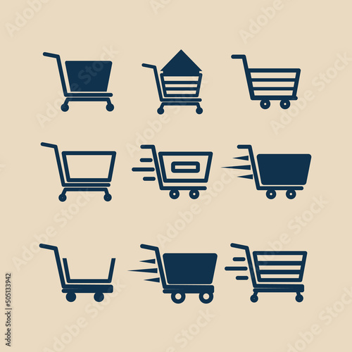 set trolly vintage and linear logo, icon and symbol, with emblem vector illustration design