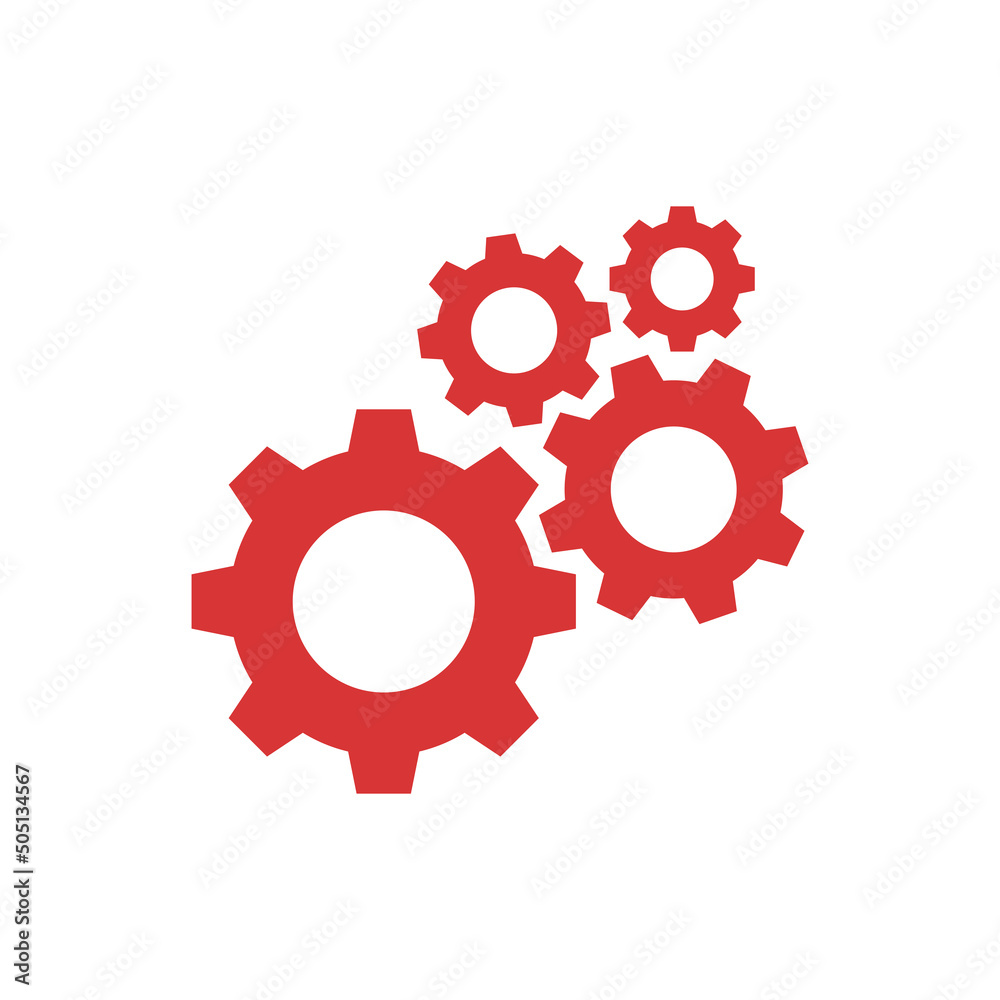 Setting gears vector red icon Setting gears vector red icon