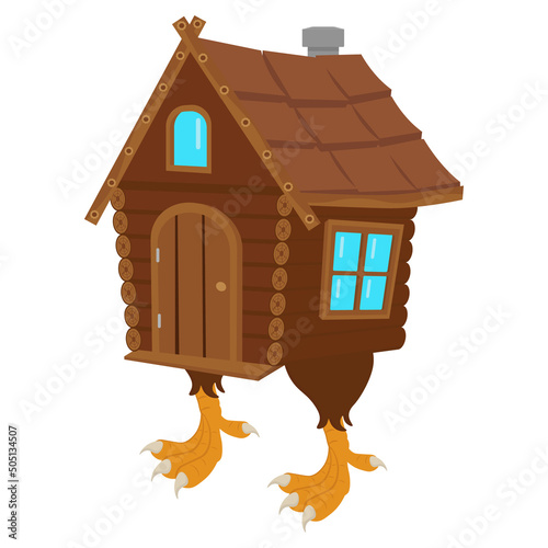 A hut on chicken legs. Fairy tale Slavic fantasy. Vector illustration.