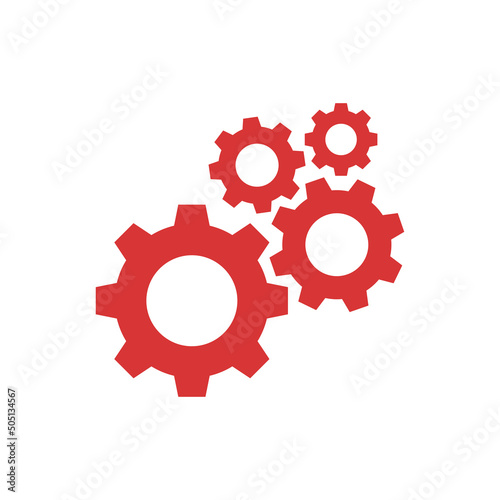 Setting gears vector red icon
