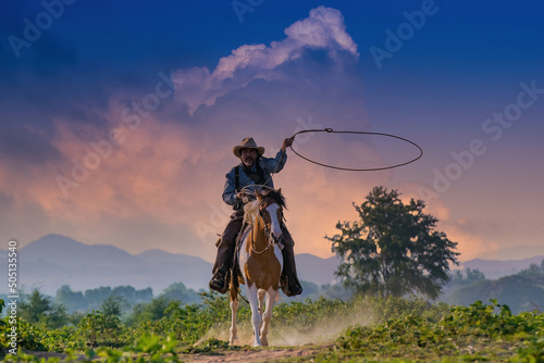 cowboy riding horse