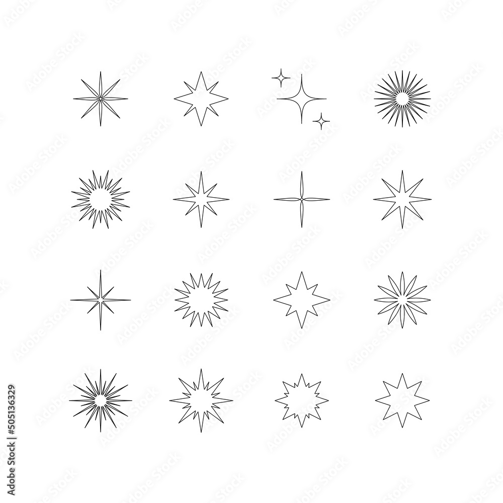 Obraz premium Stars, icons. Set of design elements. Decorative symbols. Vector illustration. 