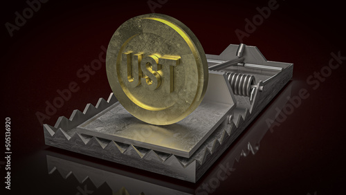 The ust coin on trap for business or cryptocurrency concept 3d rendering photo