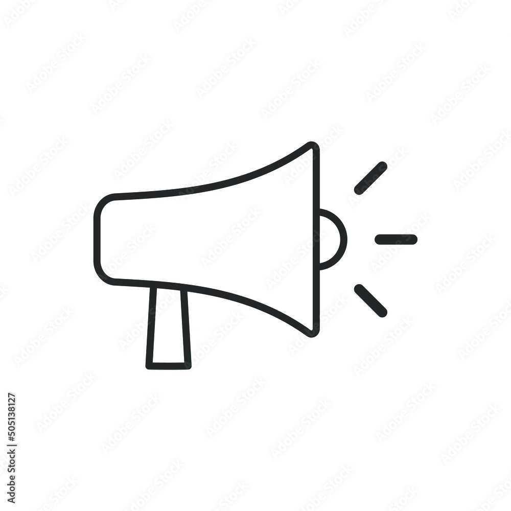 Megaphone icon. Bullhorn symbol. Loud speak sign. Application and interface button. Vector illustration image. Megaphone icon. Bullhorn symbol. Loud speak sign. Application and interface button. Vector illustration image.