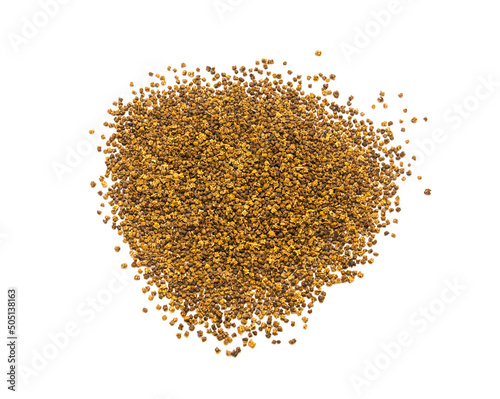 Top view large heap of garden beet seeds or beetroot isolated on white background