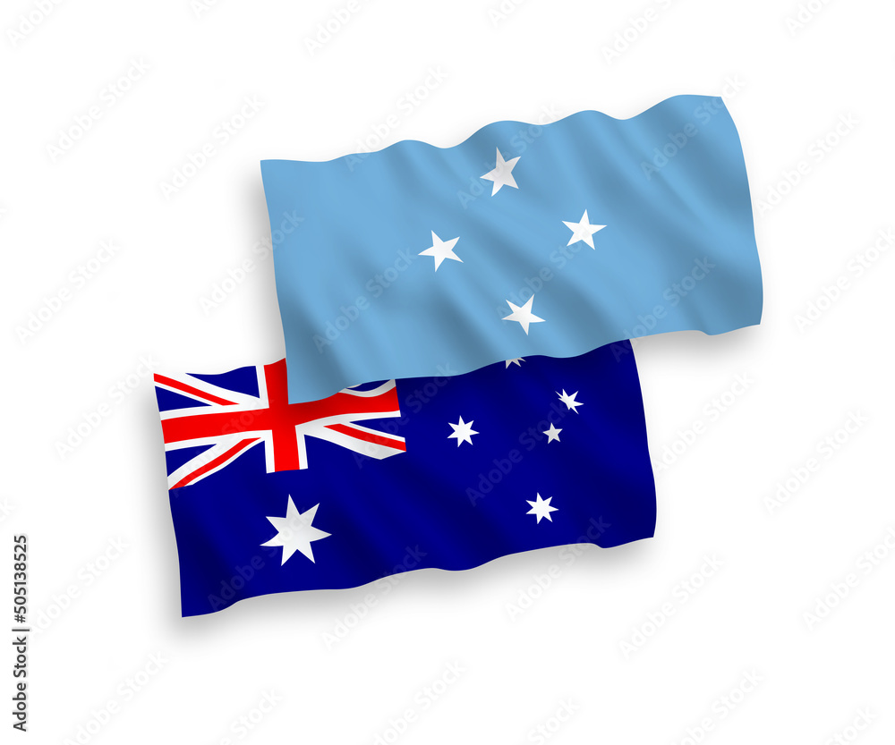 Flags of Australia and Federated States of Micronesia on a white background Flags of Australia and Federated States of Micronesia on a white background
