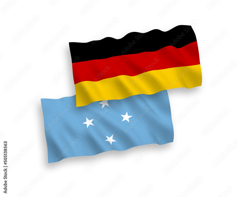Obraz premium Flags of Federated States of Micronesia and Germany on a white background