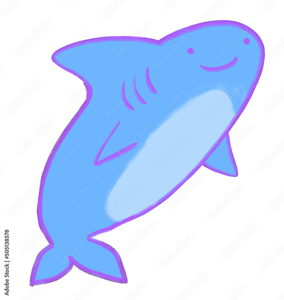 shark marine under the sea animal cartoon hand drawn doodle illustration