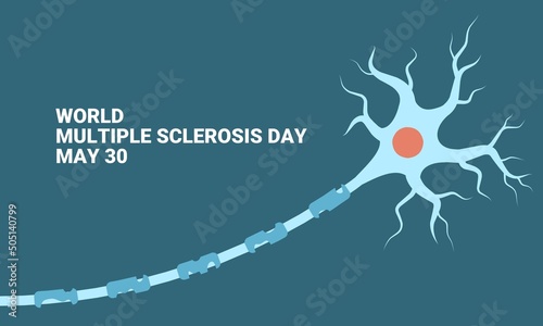 World Multiple Sclerosis Day banner, vector illustration of neuroprotective damage. photo
