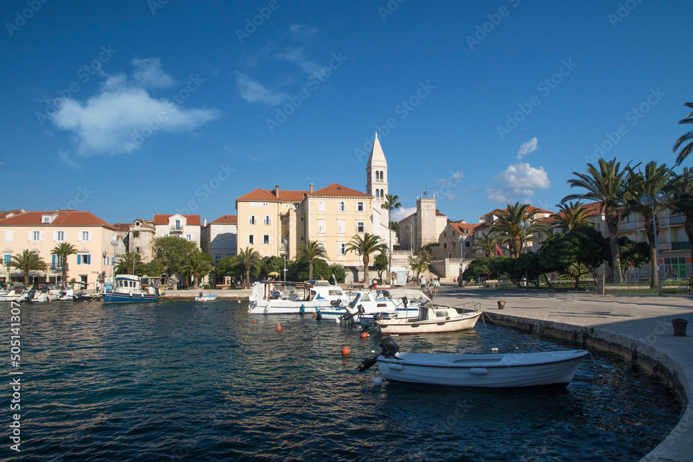 Cityscape of town Supetar in Brac island In Croatia on Adriatic sea