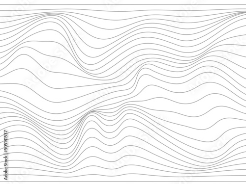 Horizontal warped lines.Gray lines made on the white background.