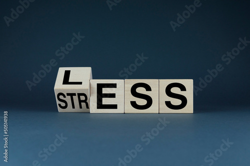 Cubes form words Less stress. The concept of stress and lifestyle in the fight against it