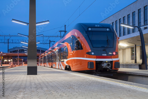 Estonia - Tallinn - The commuter electric train (EMU) is ready to departure from the main capital train station Baltic terminal (Balti jaam) photo