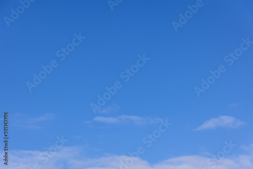 A blue sky with a few clouds