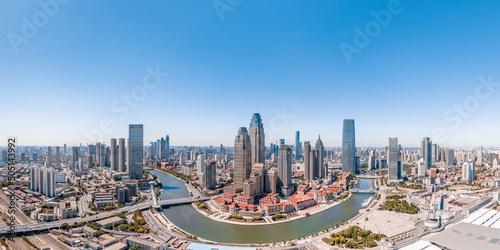 Photography Aerial photography of CBD city skyline of Haihe and Jinwan Plaza, Tianjin, China