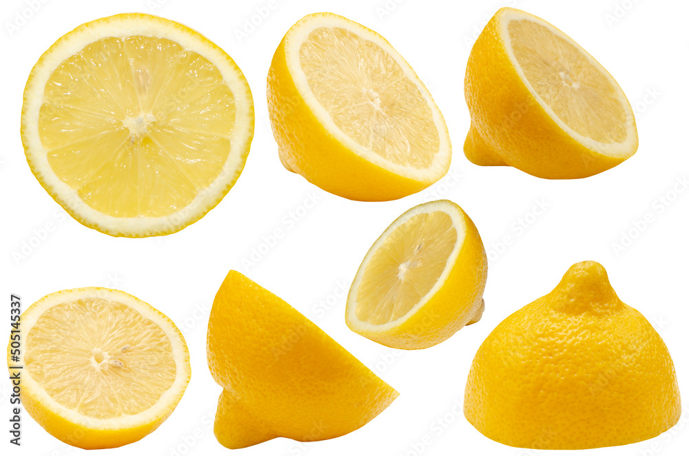 Set of sliced lemon isolated on white background Set of sliced lemon isolated on white background
