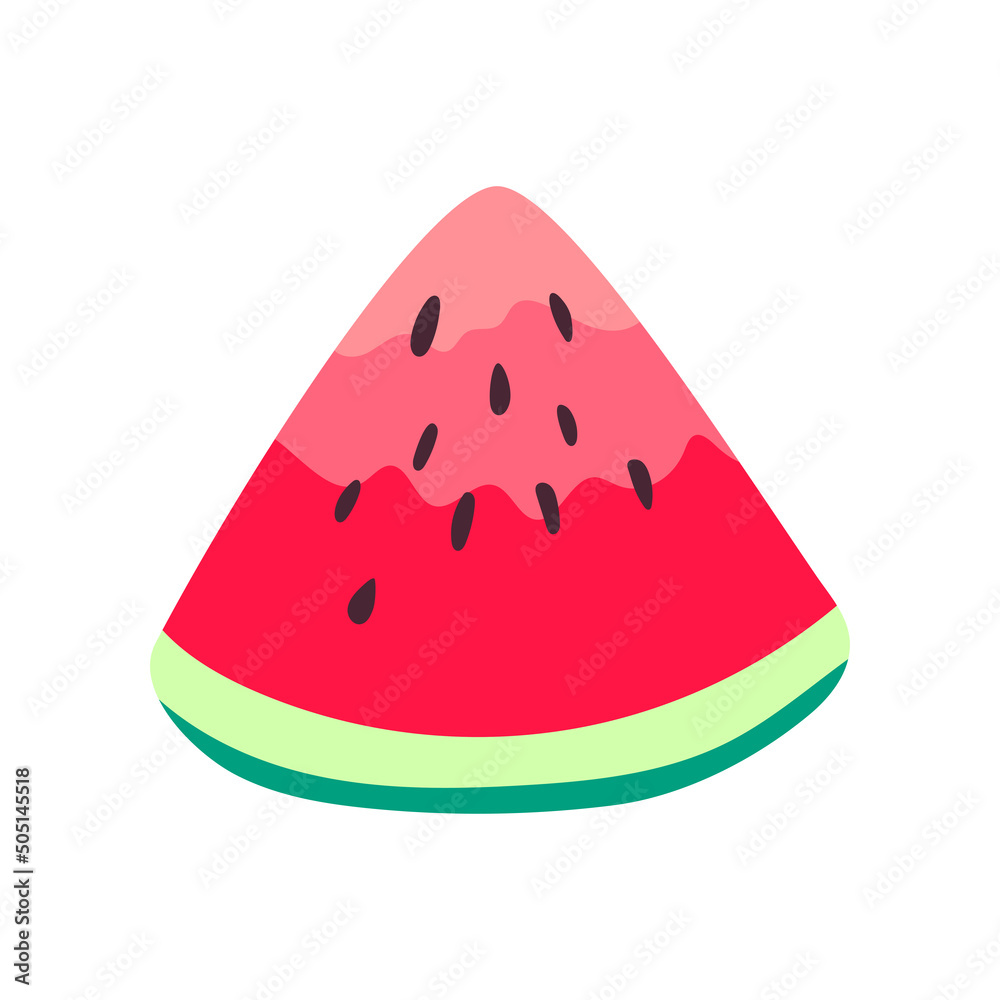 Cartoon Slice of Watermelon icon. Vector summer fruits. Triangle slice of watermelon isolated on white background. Cartoon Slice of Watermelon icon. Vector summer fruits. Triangle slice of watermelon isolated on white background.