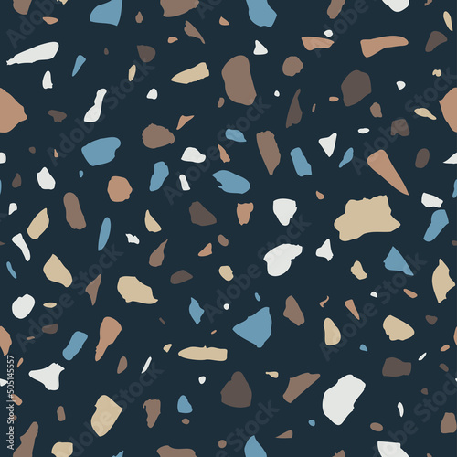 Vector Terrazzo seamless pattern. Abstract Italian flooring stone, concrete c...