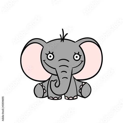 Hand drawn Cute Elephant. Animal wildlife cartoon character vector illustration. Sketch for t shirt design  fashion print  graphic Greeting cards  posters  prints.