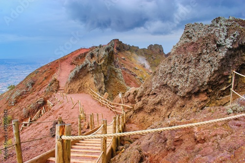 Crater of Mount Vesuvius, Naples, Italy - hiking trail view photo