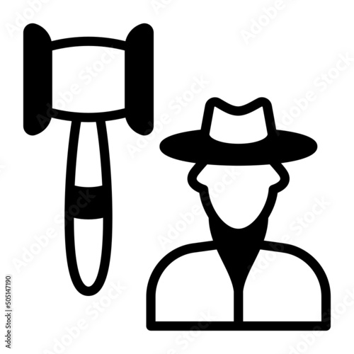 law enforcement agency person vector icon design, Lawyer and Legal System symbol, Different Fields of Law Sign, Advocate and attorney stock illustration, private investigator Concept