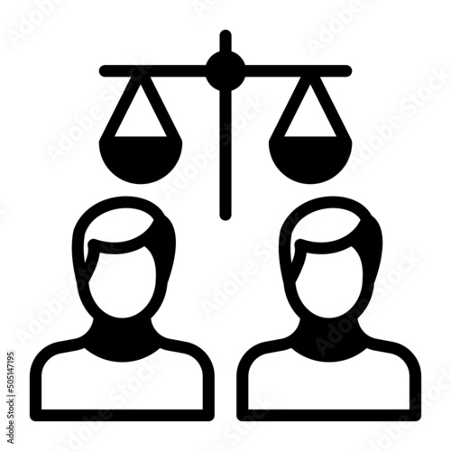 Equality of opportunity vector icon design, Lawyer and Legal System symbol, Different Fields of Law Sign, Advocate and attorney stock illustration, Anti-discrimination law Concept