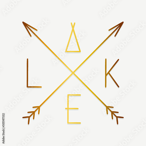 Lake Cross Arrows Illustration Clip Art Design Shape. Summer Silhouette Icon Vector.
