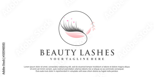 Beauty eyelash logo design for woman with creative element Premium Vector