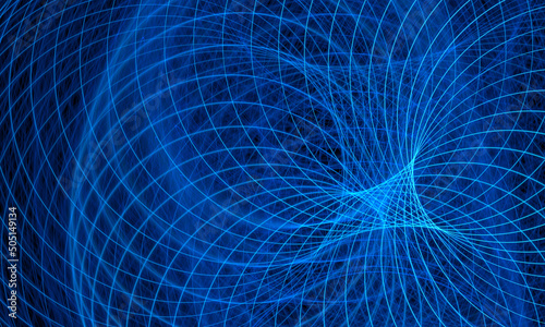 3d multidimensional network, glowing blue volumetric grid in smooth mathematical shape. Concept of IT, futurism, digital science and abstract art. Great as cover print, wallpaper, skin, background.