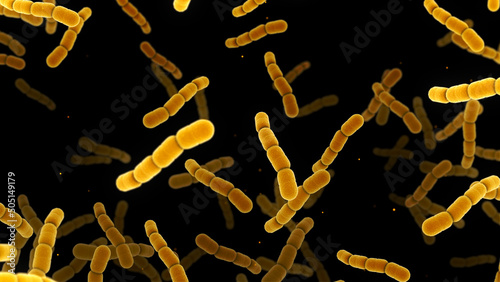 Streptococcus pneumonia bacteria cells. 3D render microscopic background.