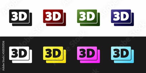 Set 3D word icon isolated on black and white background. Vector