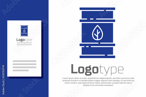 Blue Bio fuel barrel icon isolated on white background. Eco bio and canister. Green environment and recycle. Logo design template element. Vector