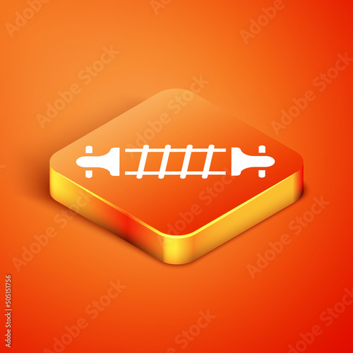 Isometric Bicycle suspension icon isolated on orange background. Vector