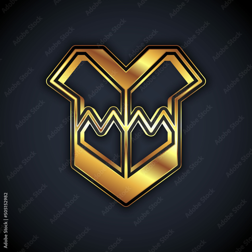 Gold Traditional mexican poncho clothing icon isolated on black background. Vector Gold Traditional mexican poncho clothing icon isolated on black background. Vector
