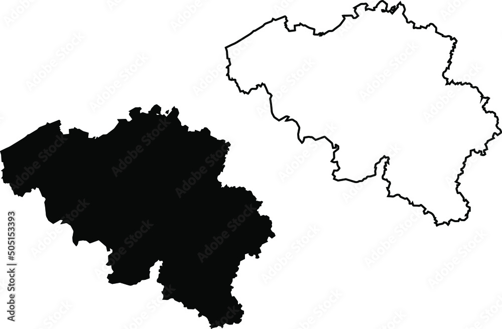 Basis silhouettes on white background. Map of Belgium