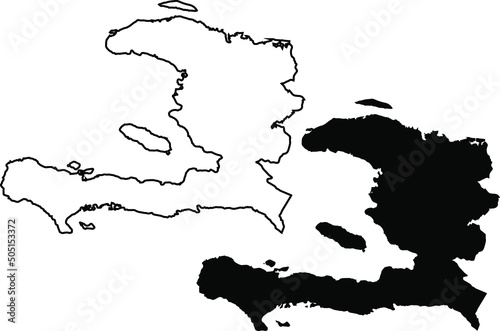 Fototapet Basis silhouettes on white background. Map of Haiti