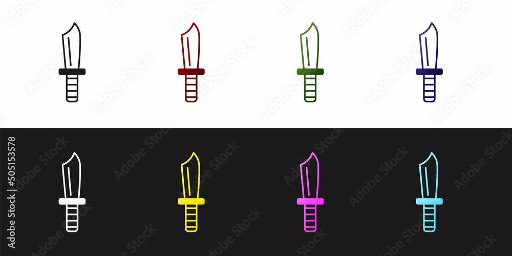 Set Military knife icon isolated on black and white background. Vector Set Military knife icon isolated on black and white background. Vector