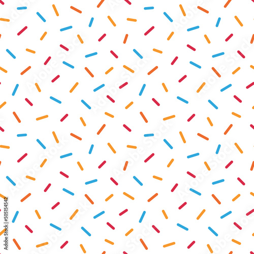 Colorful confetti, sprinkles vector seamless pattern background for party, celebration design.
