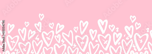 Cute hand drawn hearts seamless pattern, lovely romantic background, great for Valentine's Day, Mother's Day, textiles, wallpapers, banners - vector design