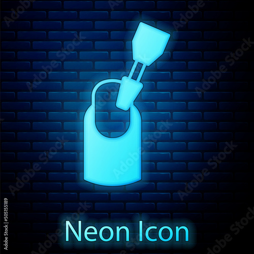 Glowing neon Milling cutter for manicure icon isolated on brick wall background. Apparatus for manicure. Manicure tools. Vector