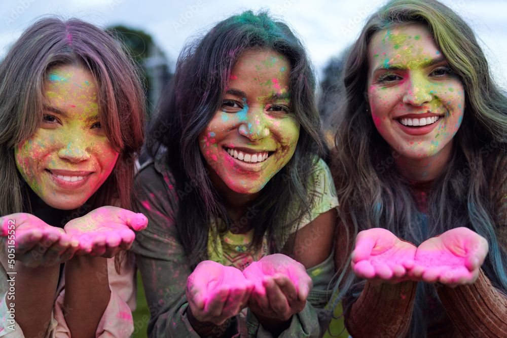 Part of friends spending time together at Holi Festival Part of friends spending time together at Holi Festival