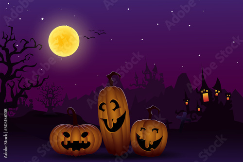Halloween pumpkins under the moonlight