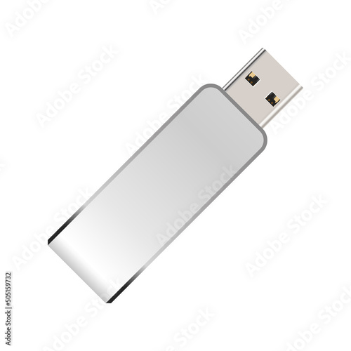 USB flash drive in vector on white background