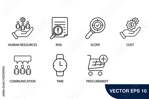 project management icons set . project management pack symbol vector elements for infographic web