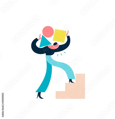 Spot Illustration Icon of Person Carrying Shapes