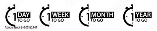 1 day, 1 week, 1 month, 1 year to go icon, Vector illustration